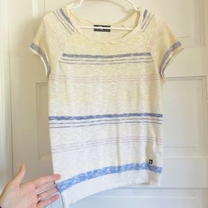 The North Face striped lightweight short sleeve knit shirt sweater blue lavender